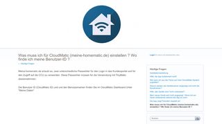 
                            6. Was muss ich für CloudMatic (meine-homematic.de) einstellen ? Wo ...