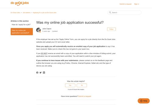 
                            12. Was my online job application successful? – Do Good Jobs