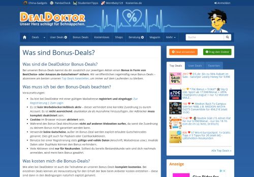 
                            3. Was sind Bonus-Deals? > Schnäppchen Blog mit ... - DealDoktor