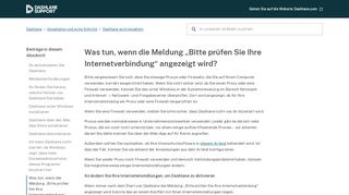 
                            7. Was tun, wenn die Meldung „Bitte prüfen Sie Ihre Internetverbindung ...