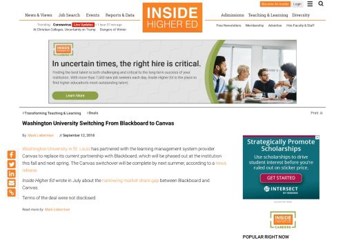 
                            13. Washington University Switching From Blackboard to Canvas