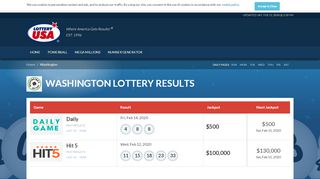
                            12. Washington (WA) Lottery - Results and Winning Numbers