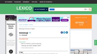 
                            9. wassup | Definition of wassup in English by Oxford Dictionaries
