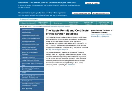 
                            2. Waste Permit & Certificate of Registration Database :: Environmental ...