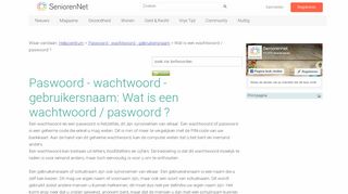 
                            4. Wat is een wachtwoord / paswoord ? - SeniorenNet - Website voor de ...