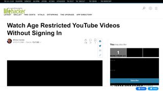 
                            1. Watch Age Restricted YouTube Videos Without Signing In - Lifehacker