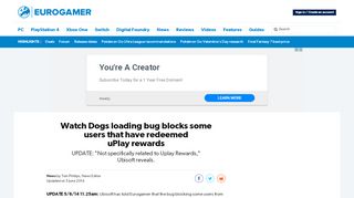 
                            12. Watch Dogs loading bug blocks some users that have redeemed ...