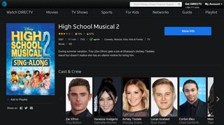 
                            13. Watch High School Musical 2 Online | Stream Full Movie | DIRECTV