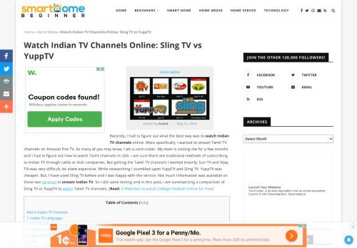 
                            13. Watch Indian TV Channels Online: Sling TV vs YuppTV