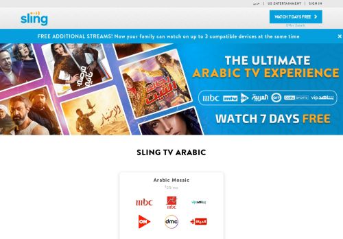 
                            6. Watch Live Arabic TV Channels - Shows, Movies Online | Sling