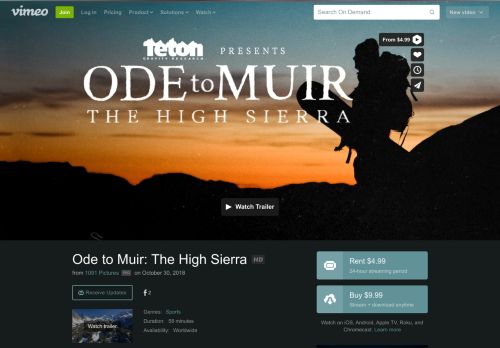 
                            10. Watch Ode to Muir: The High Sierra Online | Vimeo On Demand on ...