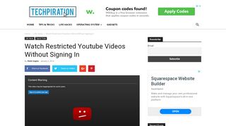 
                            4. Watch Restricted Youtube Videos Without Signing In - Techpiration