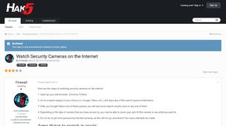 
                            8. Watch Security Cameras on the Internet - Everything Else - Hak5 Forums