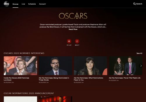 
                            3. Watch The Oscars TV Show - ABC.com