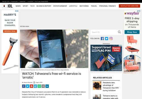 
                            13. WATCH: Tshwane's free wi-fi service is 'erratic' | Pretoria News - IOL