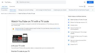 
                            9. Watch YouTube on TV with a TV code - YouTube Help - Google Support