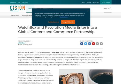 
                            13. WatchBox and Revolution Media Enter into a Global Content and ...