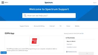 
                            10. WatchESPN - Spectrum.net