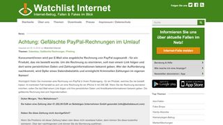 
                            13. Watchlist Internet: Achtung: Gefälschte PayPal-Rechnungen im Umlauf