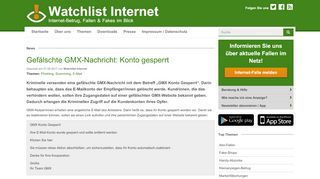 
                            12. Watchlist Internet: Gefälschte GMX-Nachricht: Konto gesperrt