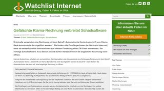 
                            12. Watchlist Internet: Gefälschte Klarna-Rechnung verbreitet ...