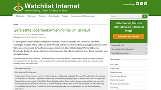 
                            6. Watchlist Internet: Gefälschte Oberbank-Phishingmail im Umlauf