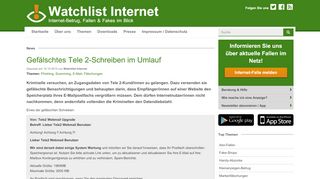 
                            9. Watchlist Internet: Gefälschtes Tele 2-Schreiben im Umlauf