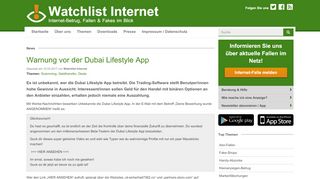 
                            13. Watchlist Internet: Warnung vor der Dubai Lifestyle App