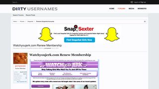 
                            5. Watchyoujerk.com Renew Membership - Premium Snapchat Accounts