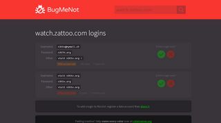 
                            5. watch.zattoo.com passwords - BugMeNot
