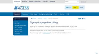 
                            11. Water Corporation of WA - Sign up for paperless billing