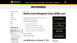 
                            6. Waterloo Content Management System (WCMS) users | Web Resources