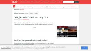 
                            10. Wattpad: Account löschen - so geht's - CHIP