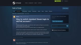 
                            1. Way to switch standard Steam login to old PoE account ? :: Path of ...