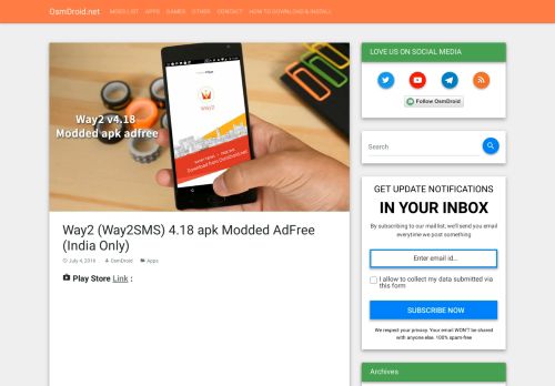 
                            6. Way2SMS 4.18 Modded apk Adfree Free app Download Latest Android