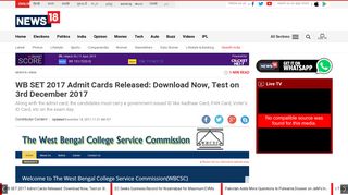 
                            11. WB SET 2017 Admit Cards Released: Download Now, Test on 3rd ...