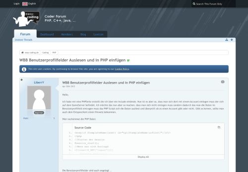 
                            3. WBB Benutzerprofilfelder Auslesen und in PHP einfügen - PHP - easy ...