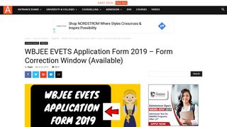 
                            1. WBJEE EVETS Application Form 2019 – Apply Online | AglaSem ...