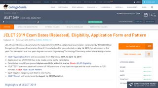 
                            4. WBJEE JELET 2019 Eligibility, Application form, Pattern and Syllabus
