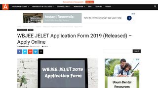 
                            2. WBJEE JELET Application Form 2019 – Apply Online | AglaSem ...