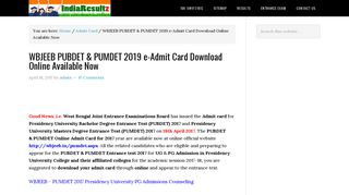 
                            10. WBJEEB PUBDET & PUMDET 2017 e-Admit Card Download Online ...