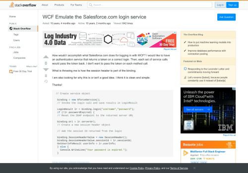 
                            12. WCF Emulate the Salesforce.com login service - Stack Overflow