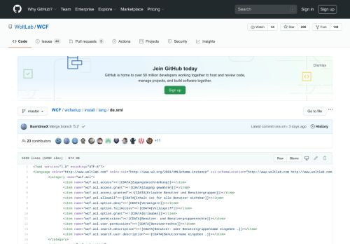 
                            11. WCF/de.xml at master · WoltLab/WCF · GitHub