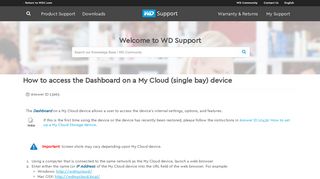 
                            7. WD Cloudデバイスのダッシュボードにアクセスする方法 | WD サポート