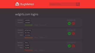 
                            1. wdgirls.com passwords - BugMeNot