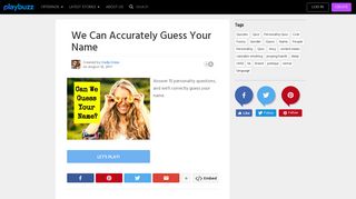 
                            9. We Can Accurately Guess Your Name - Playbuzz