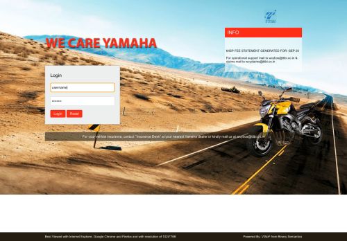 
                            10. We Care Yamaha - Login