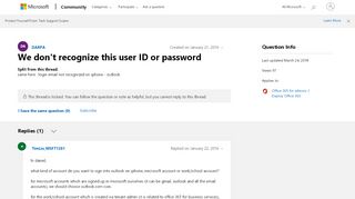 
                            4. we don't recognize this user id or password - Microsoft Community