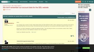 
                            2. We don't remember our account data for the SDL website (SDL Trados ...