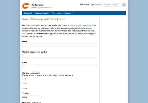 
                            13. We Energies | Keep Wisconsin Warm/Cool Fund